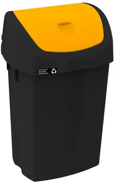 NRW soptunna med gult vipplock, hållbar, 25 L