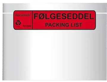 Docustick Standard följesedelsficka m/tryck C5 225 mm x 165 mm